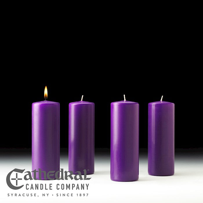 Advent Pillar Candle-4 Purple (3" x 8")-Stearine/SHE