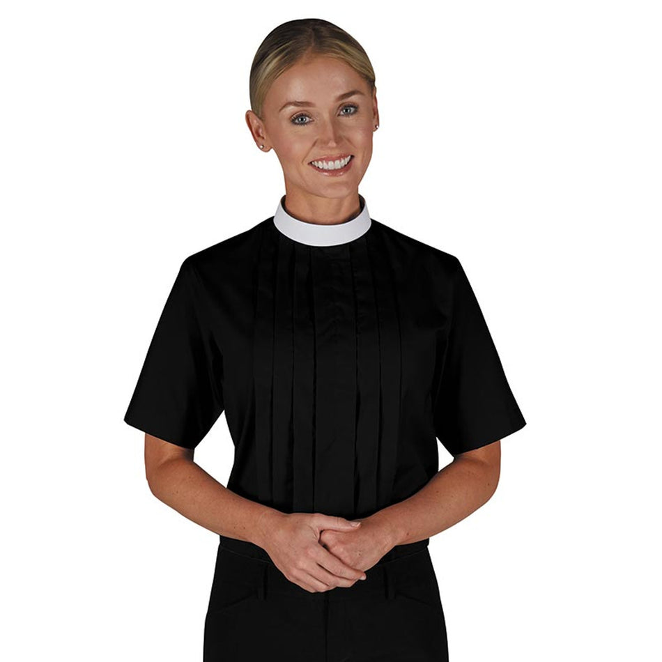 Women's Neckband Clergy Shirt - Short Sleeve