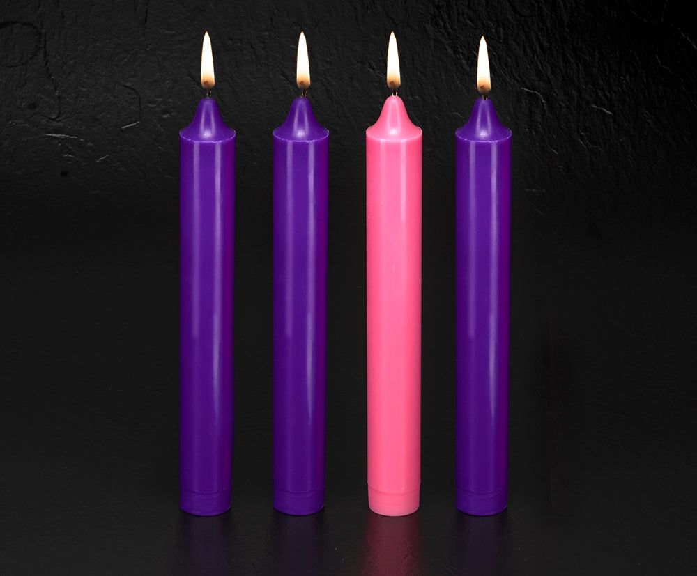 Emkay 12" x 1-1/2" Stearic Advent Candle Set - 3 Purple & 1 Pink by Emkay