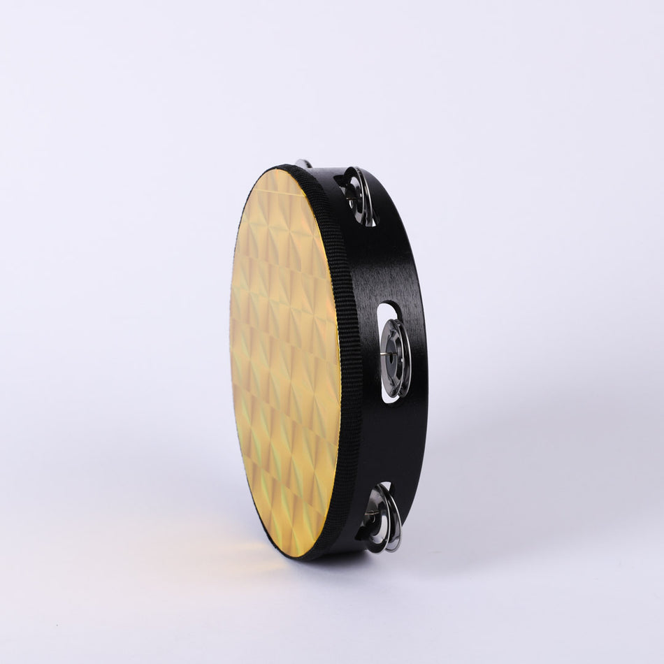TAMBOURINE GOLDTONE SINGLE ROW 6 PRS CYMBALS 8in
