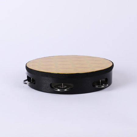 TAMBOURINE GOLDTONE SINGLE ROW 6 PRS CYMBALS 8in