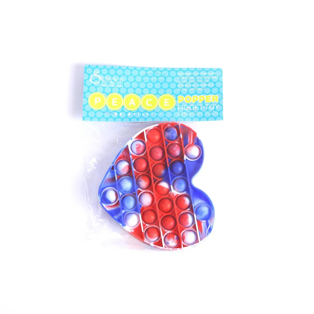PEACE POPPER HEART - RED, WHITE, BLUE