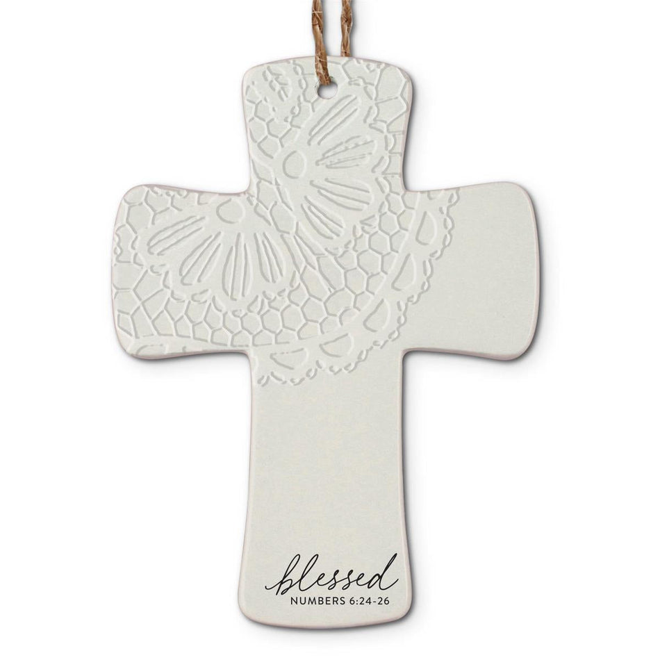Christmas Ornament Cross Lace Blessed by Dicksons