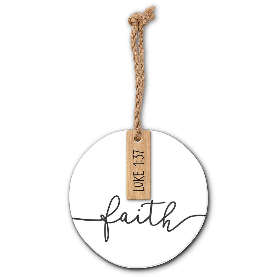Christmas Ornament Simply Faith, one of the items in the Simply Ornament Set: Faith, Jesus, Joy and Peace. A photograph of the assembled set is pending.