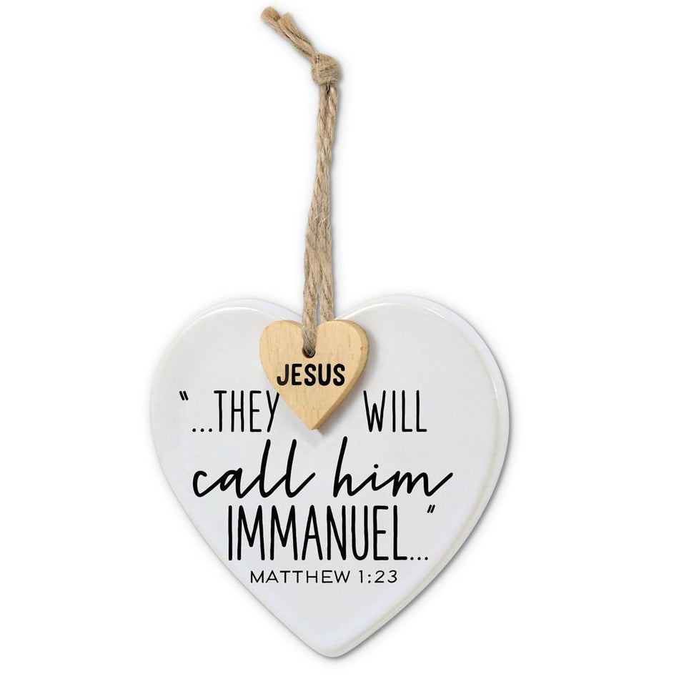 Ornament Heart Tag Immanuel Twine Hanger by Dicksons