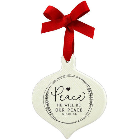 Ornament Doodle Peace Ribbon Hang, one of the items in the Doodle Ornaments, Set of Three: Peace, Joy, Believe. A photograph of the assembled set is pending.