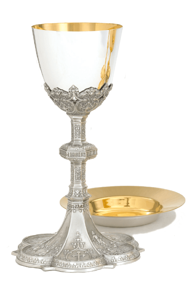 Chalice w/ 6 3/8" Well Paten, Silver, Gold-Line