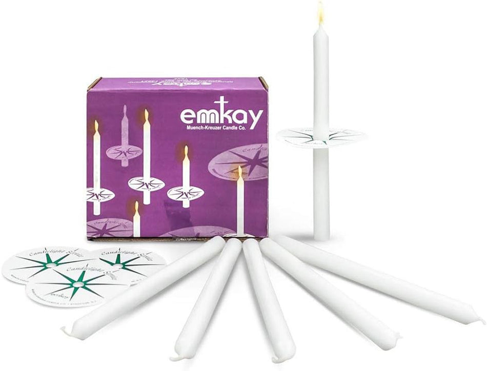 Candlelight Service Set - 7" Candles & Paper Drip Protectors (Set of 100) - Emkay
