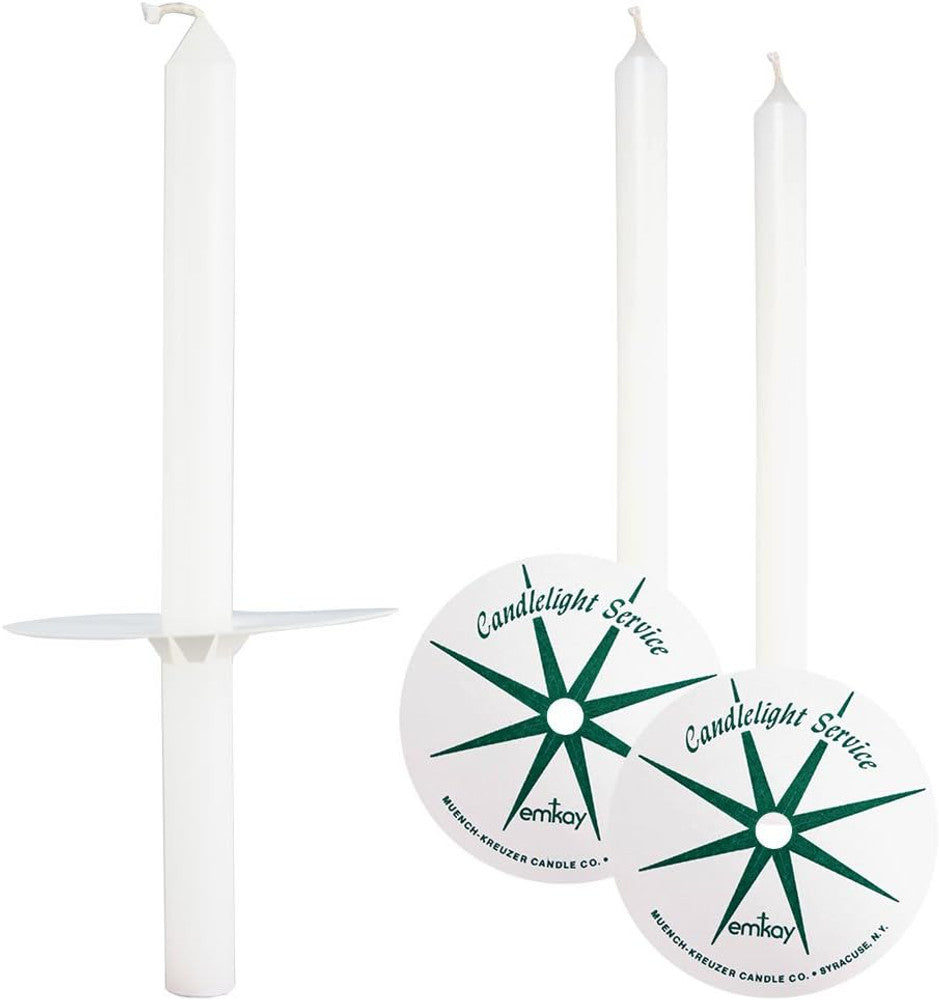 Candlelight Service Set - 7" Candles & Paper Drip Protectors (Set of 100) - Emkay