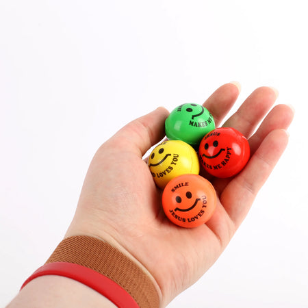 BOUNCING BALL SMILE GOD LOVES YOU ASSTD COLOR 12 CT