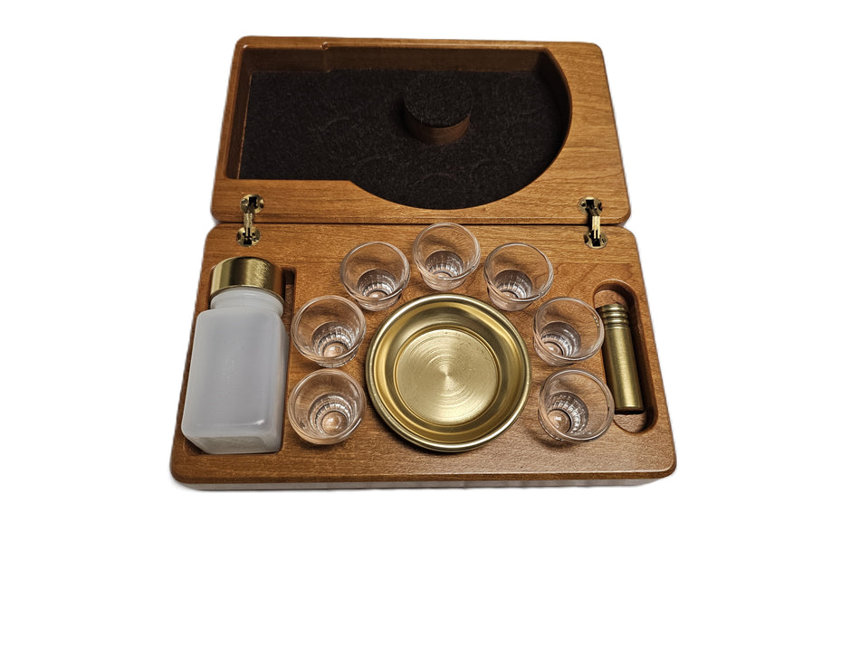 Seven-Cup Portable Communion Set In Solid Cherry Case