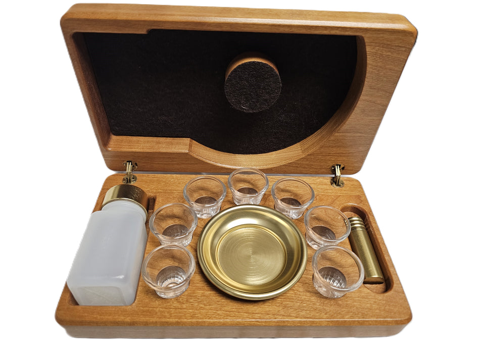 Seven-Cup Portable Communion Set In Solid Cherry Case