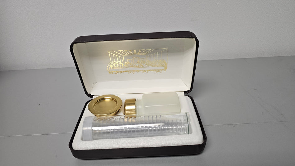 Brasstone Disposable Cup Communion Set with Maroon Case