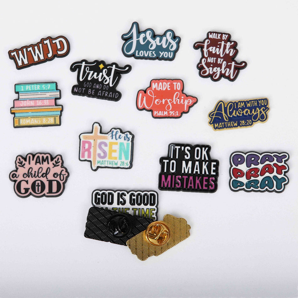 PIN ENAMEL SAYINGS ASSORTMENT PK12