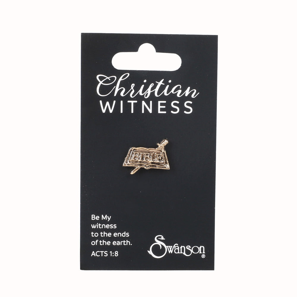 LAPEL PIN SWORD & BIBLE OXIDIZED GOLD PK6