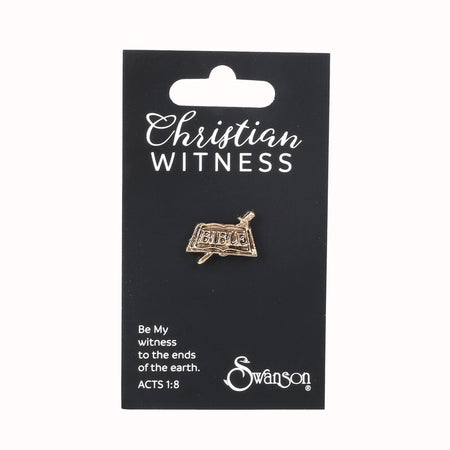 LAPEL PIN SWORD & BIBLE OXIDIZED GOLD PK6