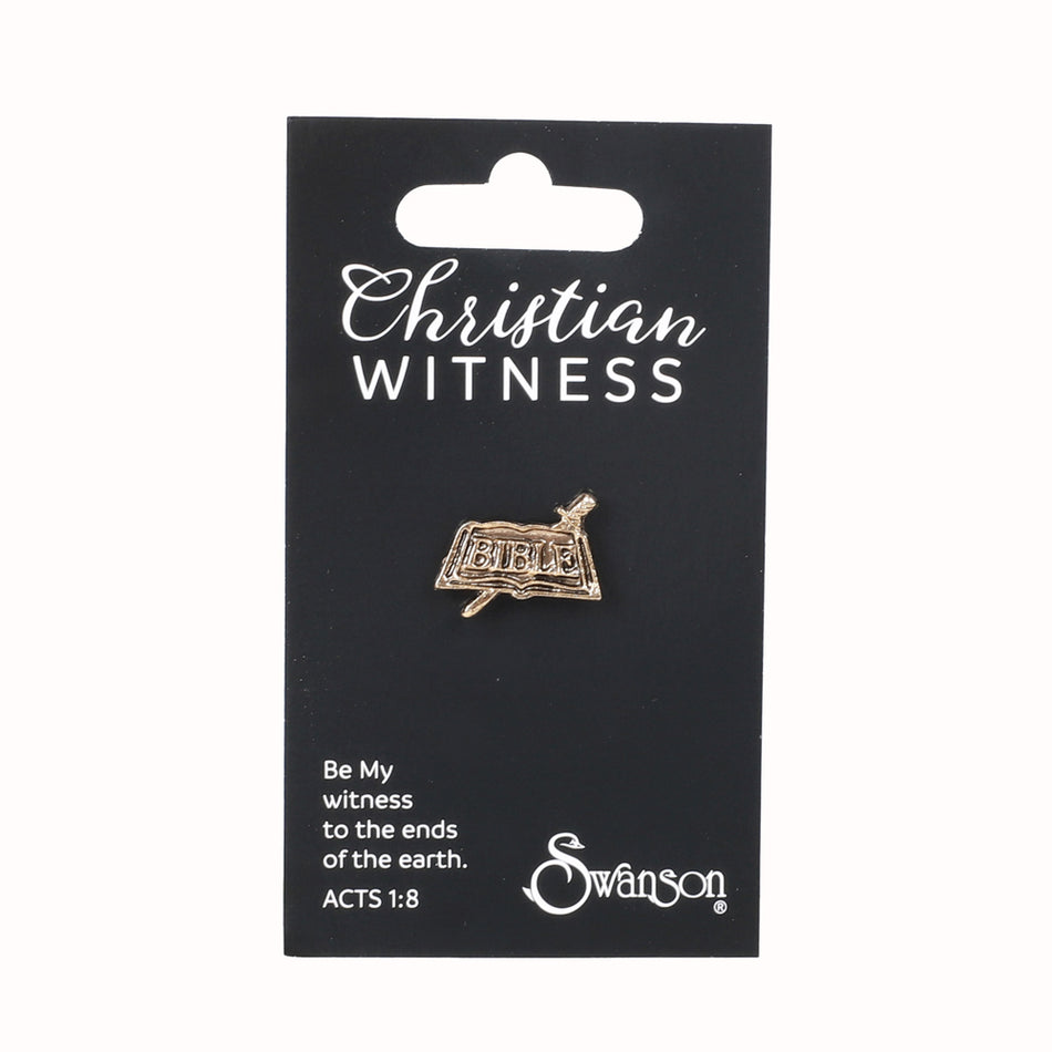 LAPEL PIN SWORD & BIBLE OXIDIZED GOLD PK6