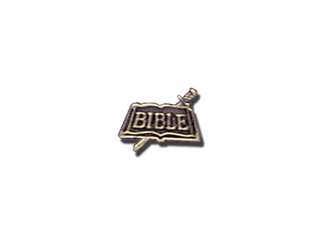 LAPEL PIN SWORD & BIBLE OXIDIZED GOLD PK6