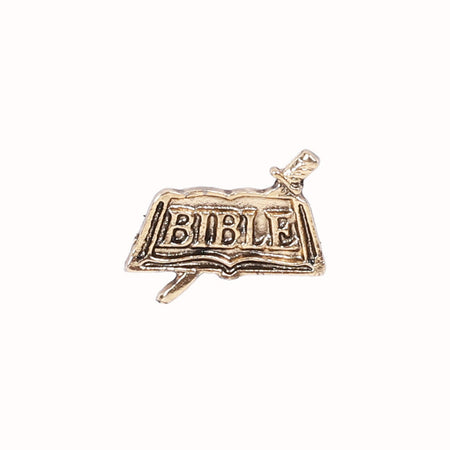 LAPEL PIN SWORD & BIBLE OXIDIZED GOLD PK6