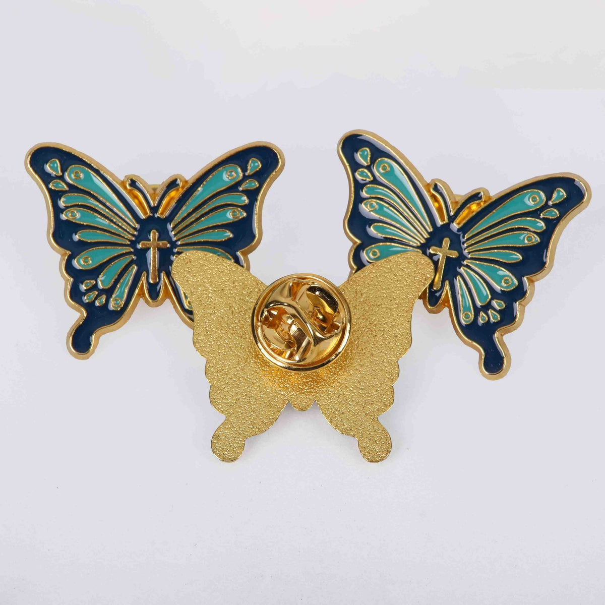 PIN ENAMEL BUTTERFLY CROSS PK3