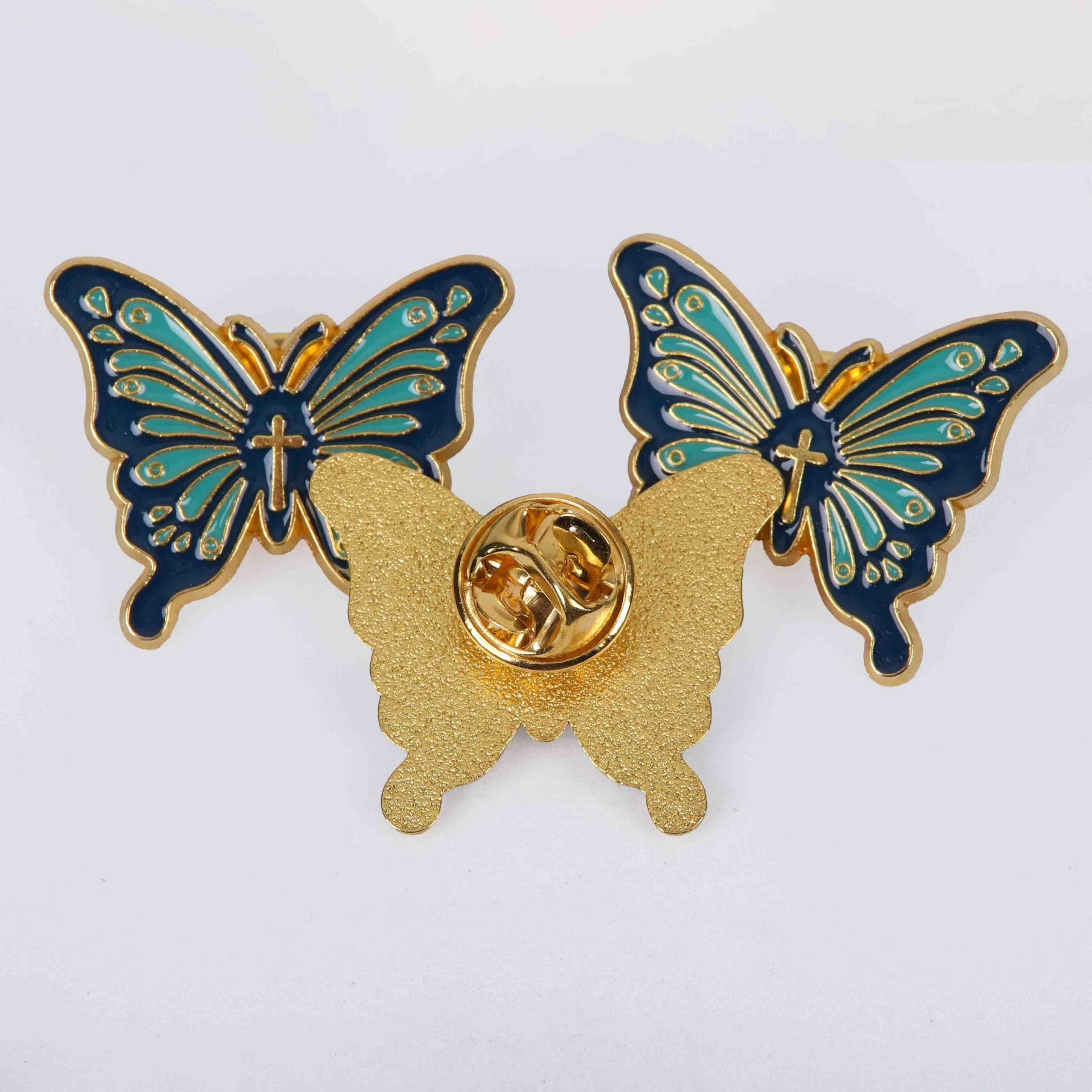 PIN ENAMEL BUTTERFLY CROSS PK3