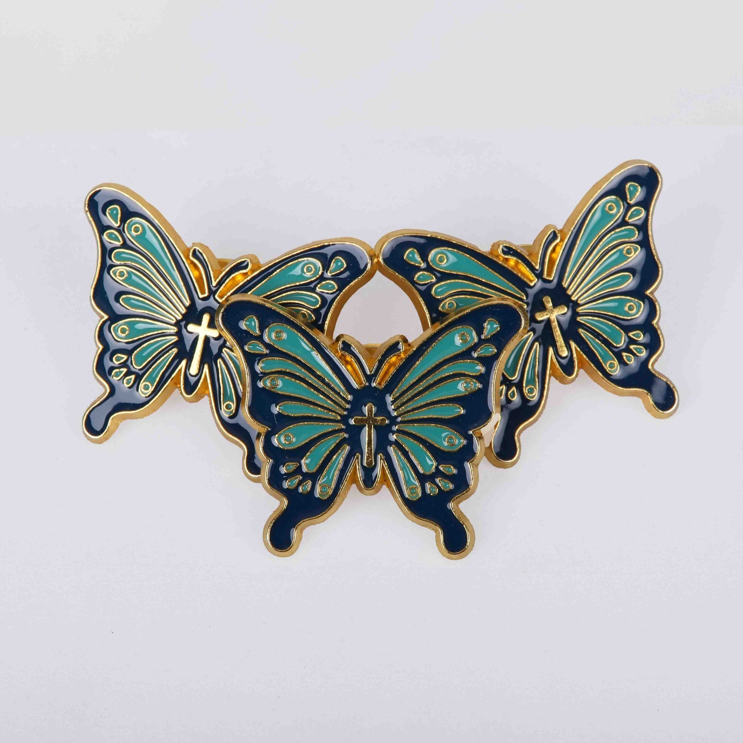 PIN ENAMEL BUTTERFLY CROSS PK3