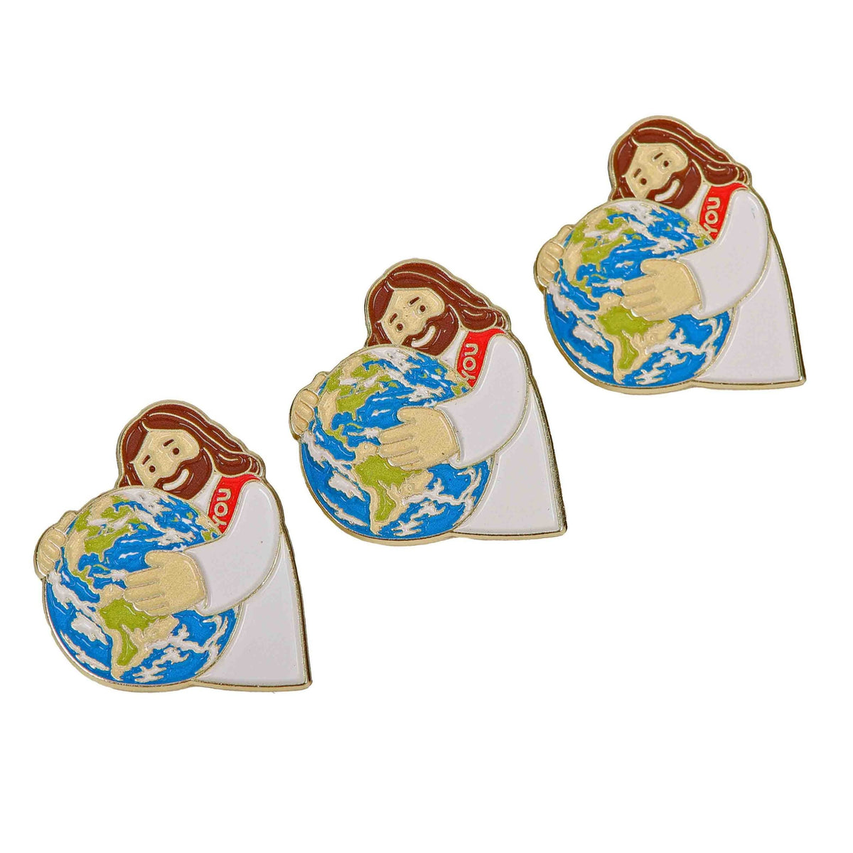 PIN ENAMEL JESUS HUGS WORLD PK3