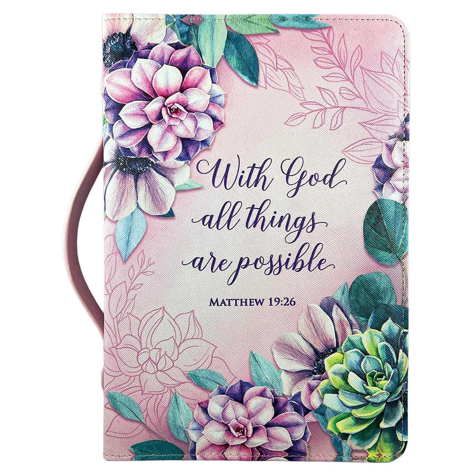 Bible Cover "with God All Things"-pink-xl by Dicksons