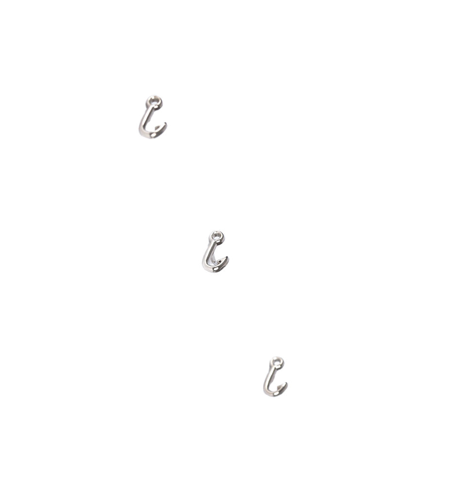 LAPEL PIN FISH HOOK SILVER PK6