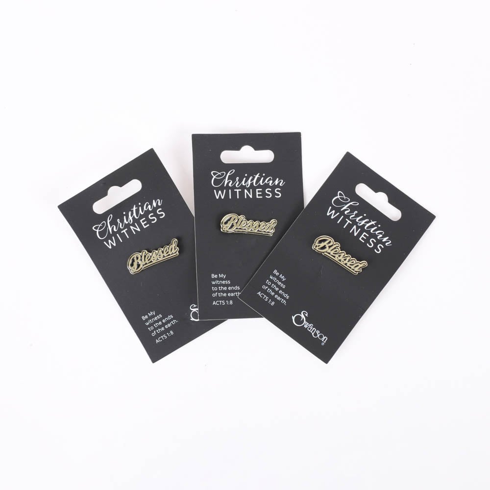 Blessed Gold and Black Lapel Pins - Pack of 3 by Swanson Christian Products, product view 4