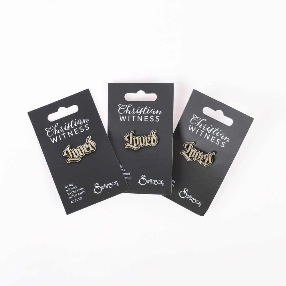 Loved Gold and Black Lapel Pins - Pack of 3 by Swanson Christian Products, product view 4