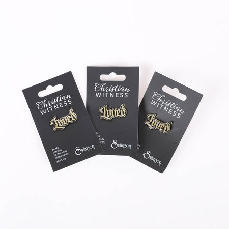 Loved Gold and Black Lapel Pins - Pack of 3 by Swanson Christian Products, product view 4