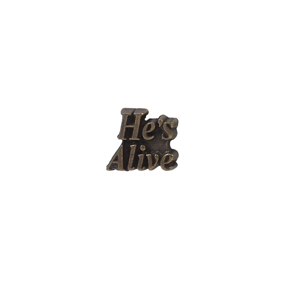 LAPEL PIN HE'S ALIVE ANTIQUE GOLD PK6