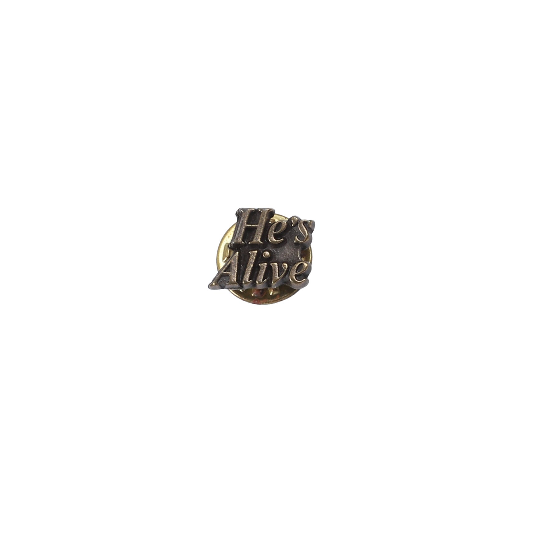 LAPEL PIN HE'S ALIVE ANTIQUE GOLD PK6