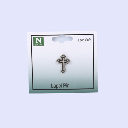 Silver and Black Budded Cross Lapel Pins - Pack of 3 by Swanson Christian Products, product view 2