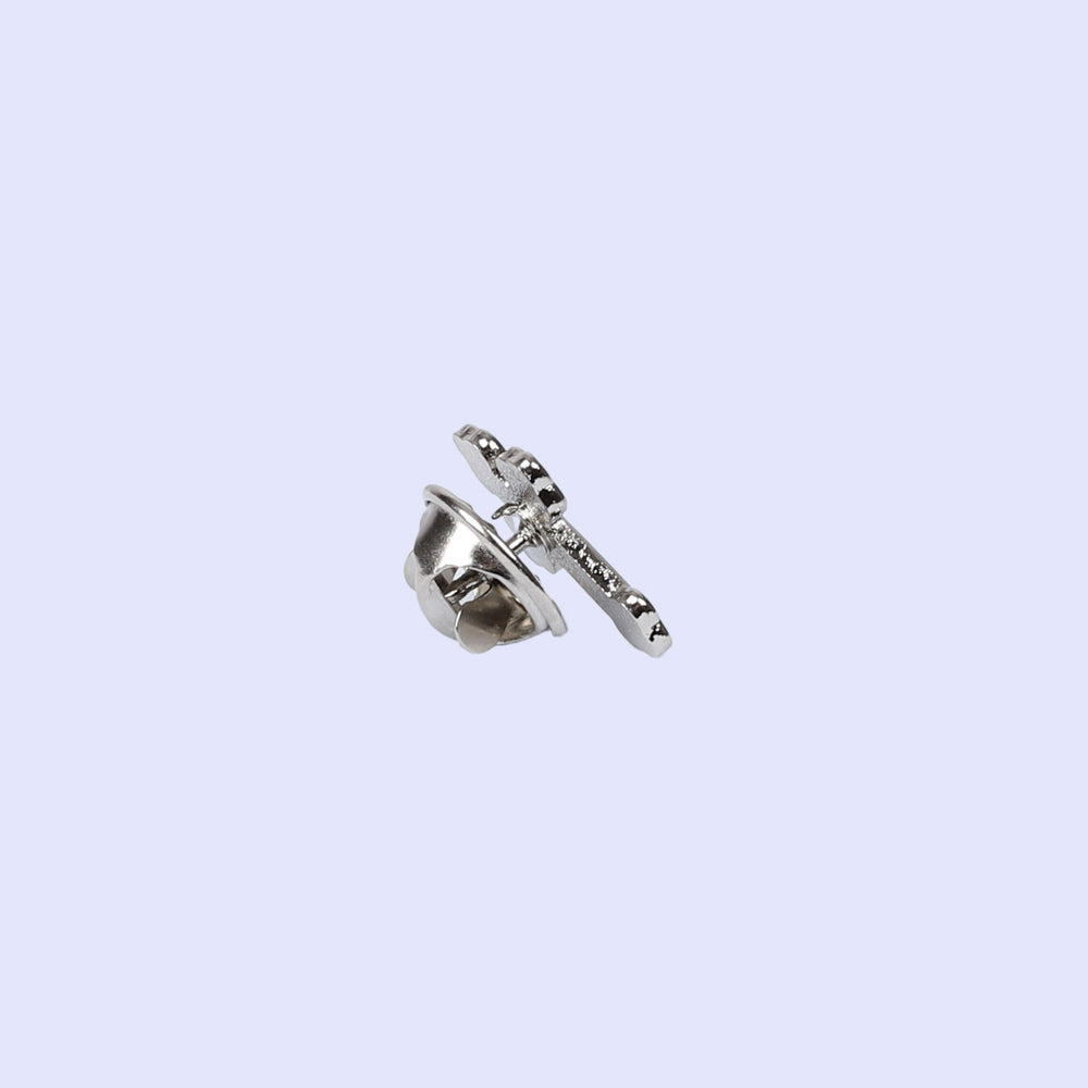 LAPEL PIN BUDDED CROSS SILVER/BLACK PK3