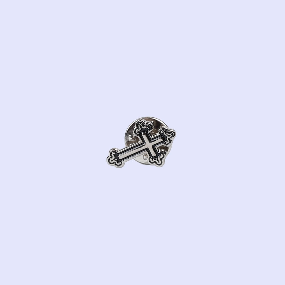 Silver and Black Budded Cross Lapel Pins - Pack of 3 by Swanson Christian Products, product view 4