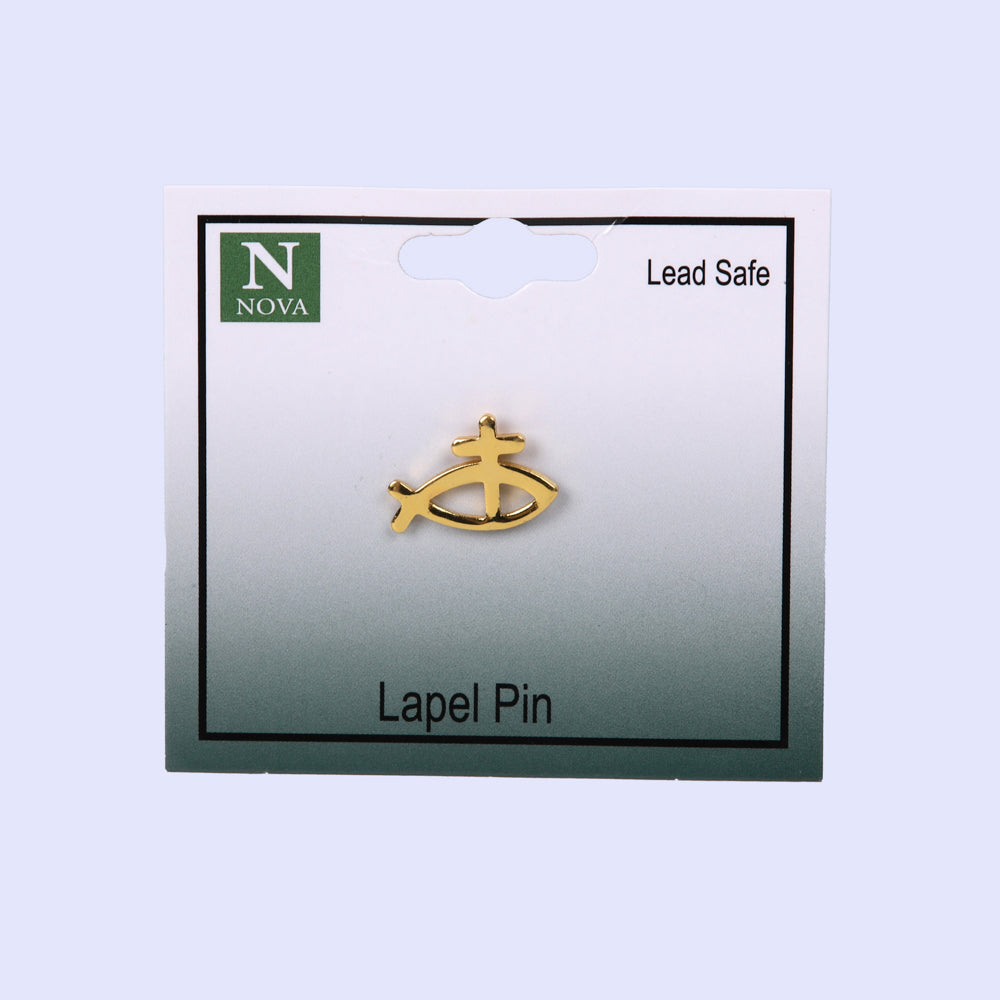 LAPEL PIN FISH AND CROSS PK3