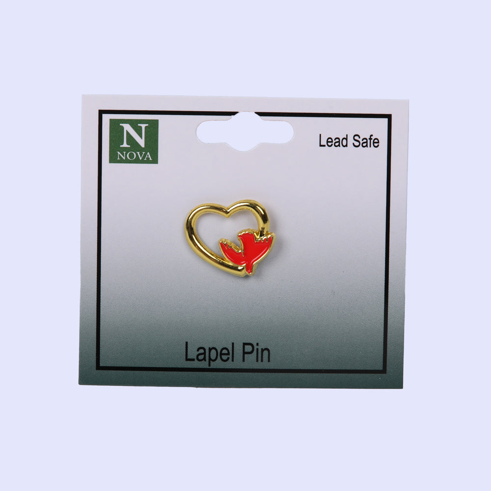 LAPEL PIN HEART WITH DOVE PK3