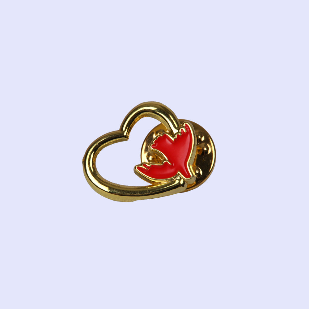 LAPEL PIN HEART WITH DOVE PK3