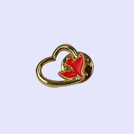 LAPEL PIN HEART WITH DOVE PK3