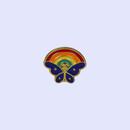 LAPEL PIN BUTTERFLY WITH RAINBOW PK3