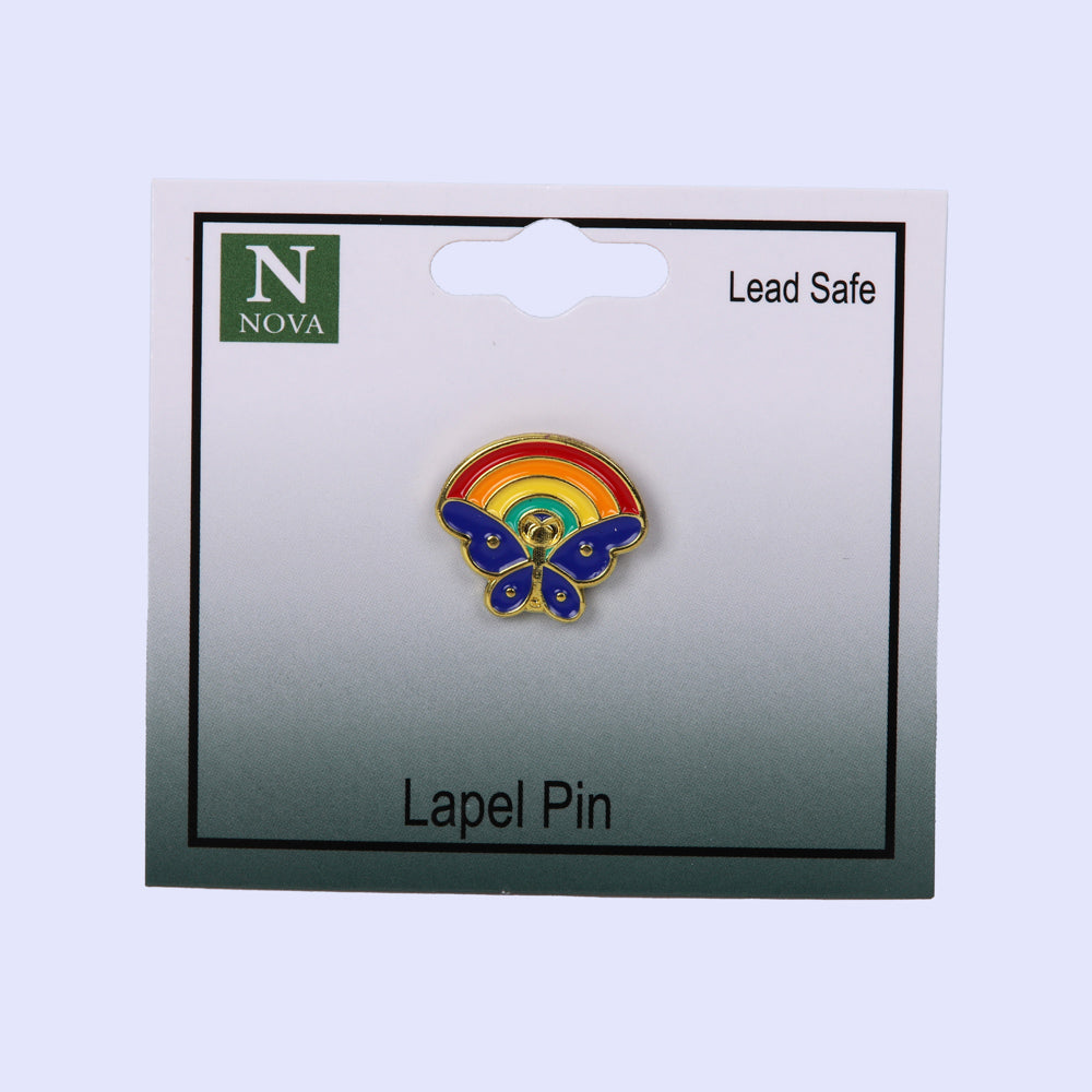 LAPEL PIN BUTTERFLY WITH RAINBOW PK3