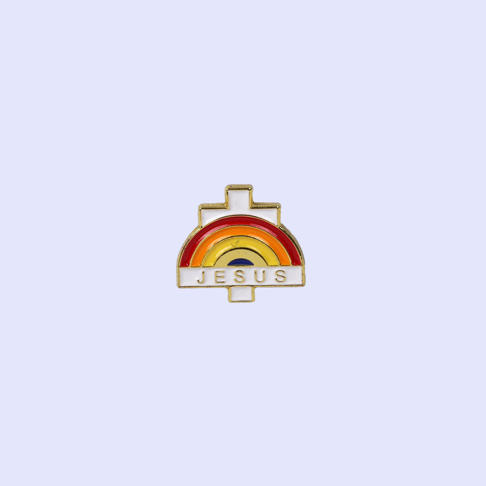 LAPEL PIN JESUS WITH CROSS AND RAINBOW PK3