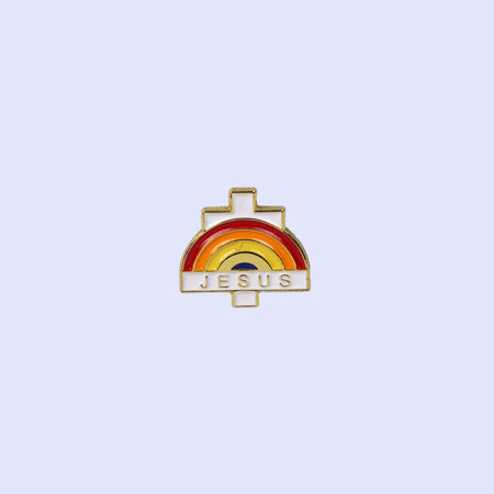 LAPEL PIN JESUS WITH CROSS AND RAINBOW PK3
