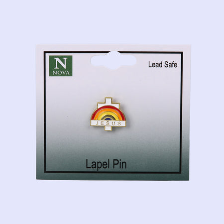 LAPEL PIN JESUS WITH CROSS AND RAINBOW PK3