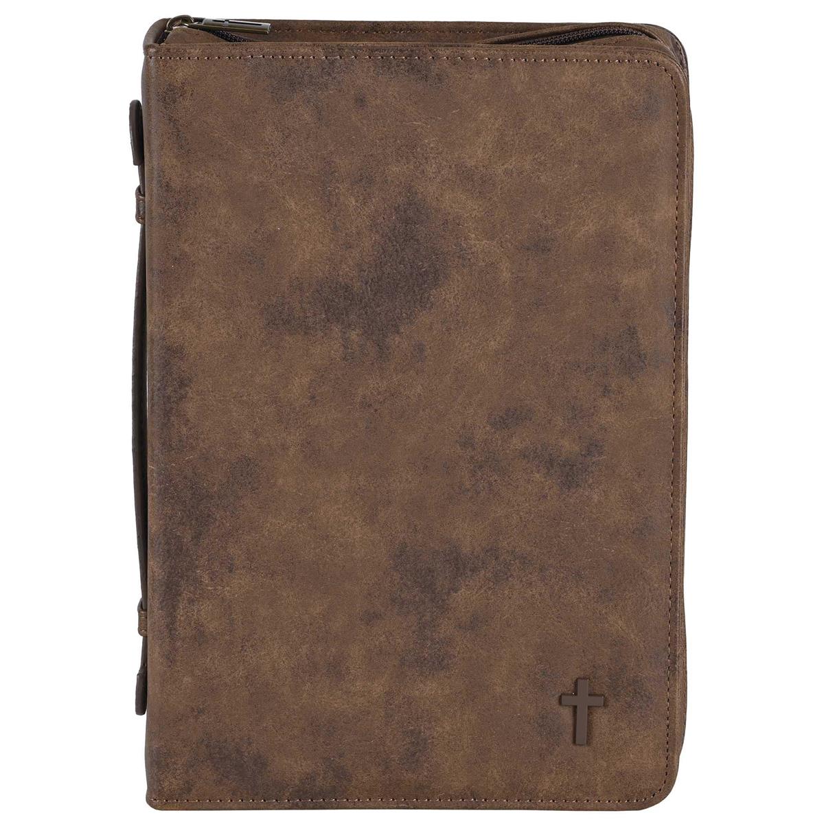 White Dove Designs Bible Cover-Cross-Suede Look-Brown-XLG by Dicksons
