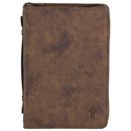 White Dove Designs Bible Cover-Cross-Suede Look-Brown-XLG by Dicksons
