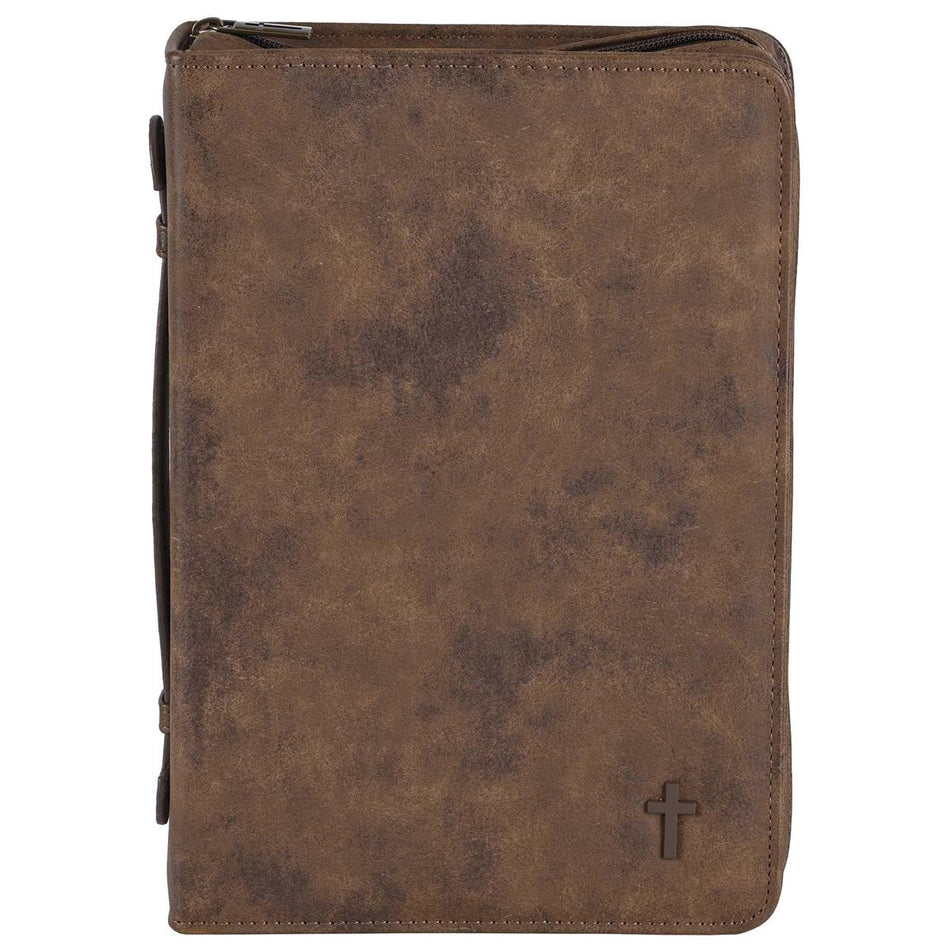 White Dove Designs Bible Cover-Cross-Suede Look-Brown-XLG by Dicksons