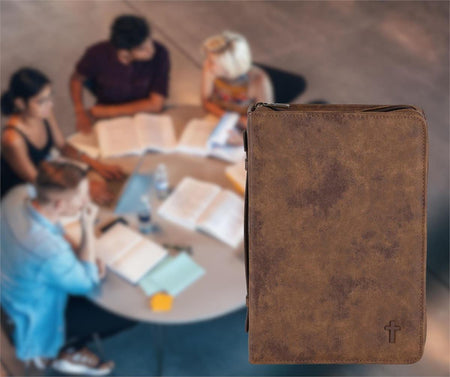 White Dove Designs Bible Cover-Cross-Suede Look-Brown-XLG by Dicksons, product view 6